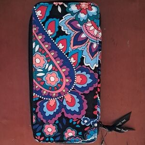Vera Bradley Paisley Zip Pill Case in Blue and Pink